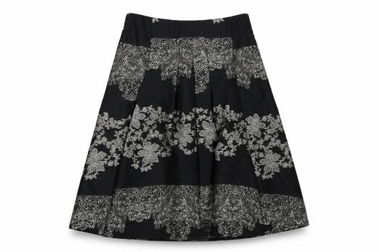 Kaliko Womens Black Geometric Acetate A-Line Skirt Size 12 Zip