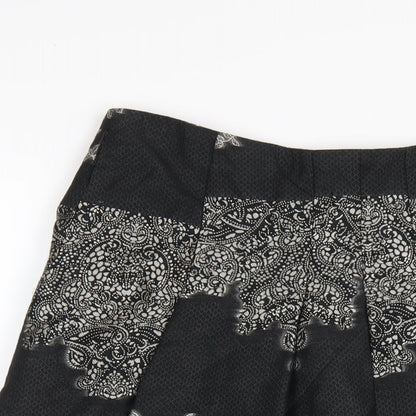 Kaliko Womens Black Geometric Acetate A-Line Skirt Size 12 Zip