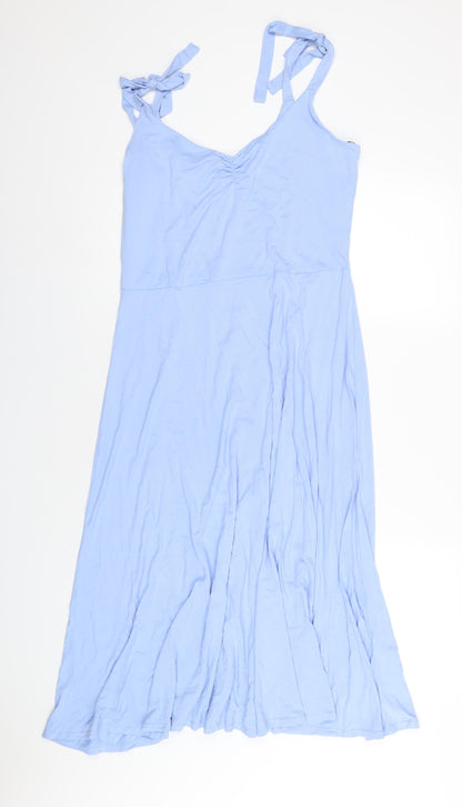 H&M Womens Blue Viscose A-Line Size L V-Neck Pullover