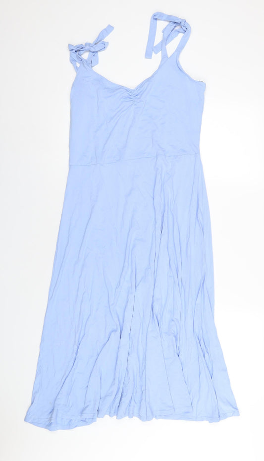 H&M Womens Blue Viscose A-Line Size L V-Neck Pullover