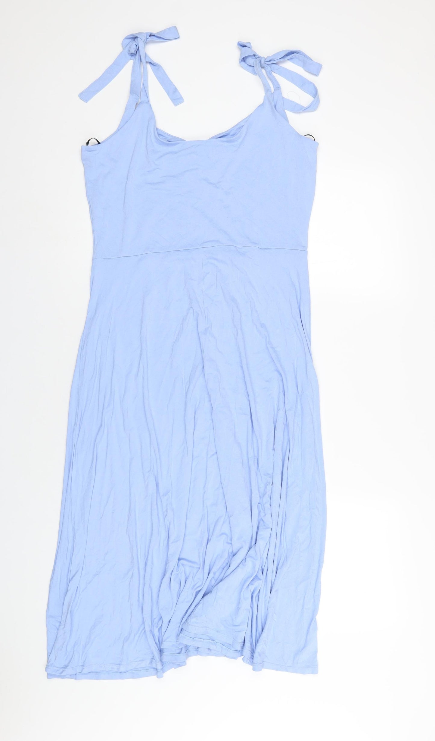 H&M Womens Blue Viscose A-Line Size L V-Neck Pullover