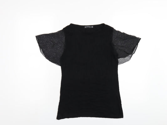 Womens UK Size 8 PRETTYLITTLETHING Black Basic T-Shirt