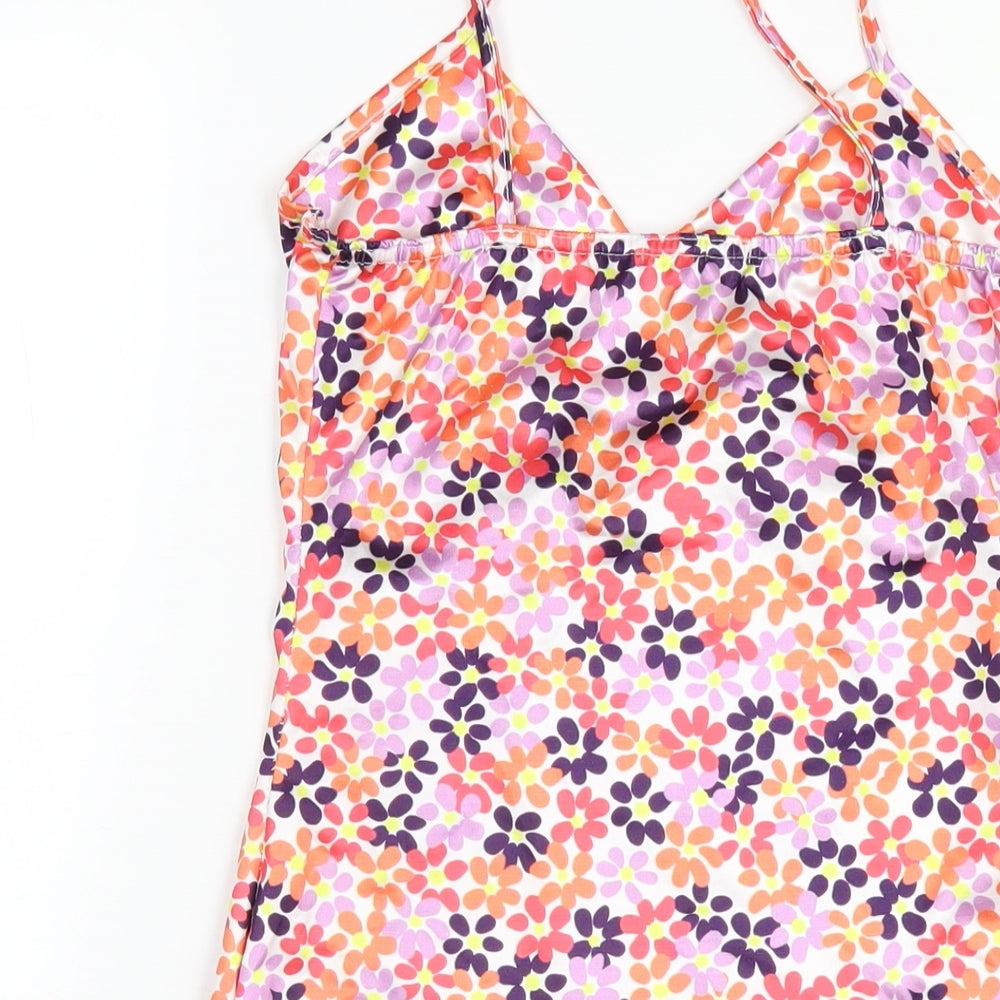 PRETTYLITTLETHING Womens Multicoloured Floral Polyester Mini Size 6 V-Neck Pullover