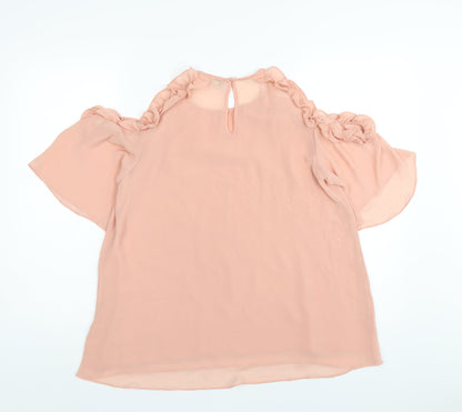 Womens UK Size 10 River Island Pink Basic T-Shirt