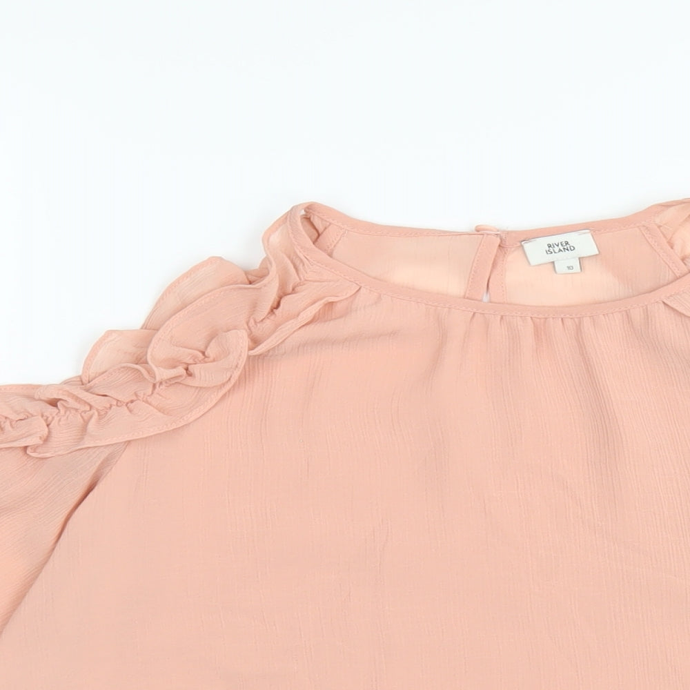 Womens UK Size 10 River Island Pink Basic T-Shirt
