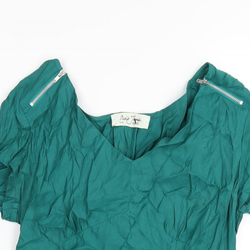 Womens UK Size 14 Oasis Green Basic T-Shirt