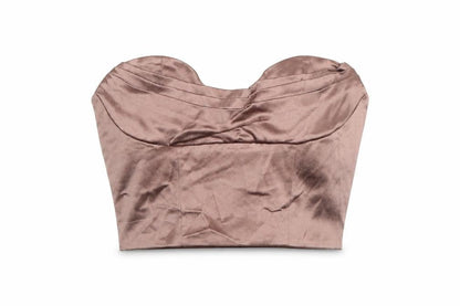 Womens UK Size M Zara Brown Cropped T-Shirt