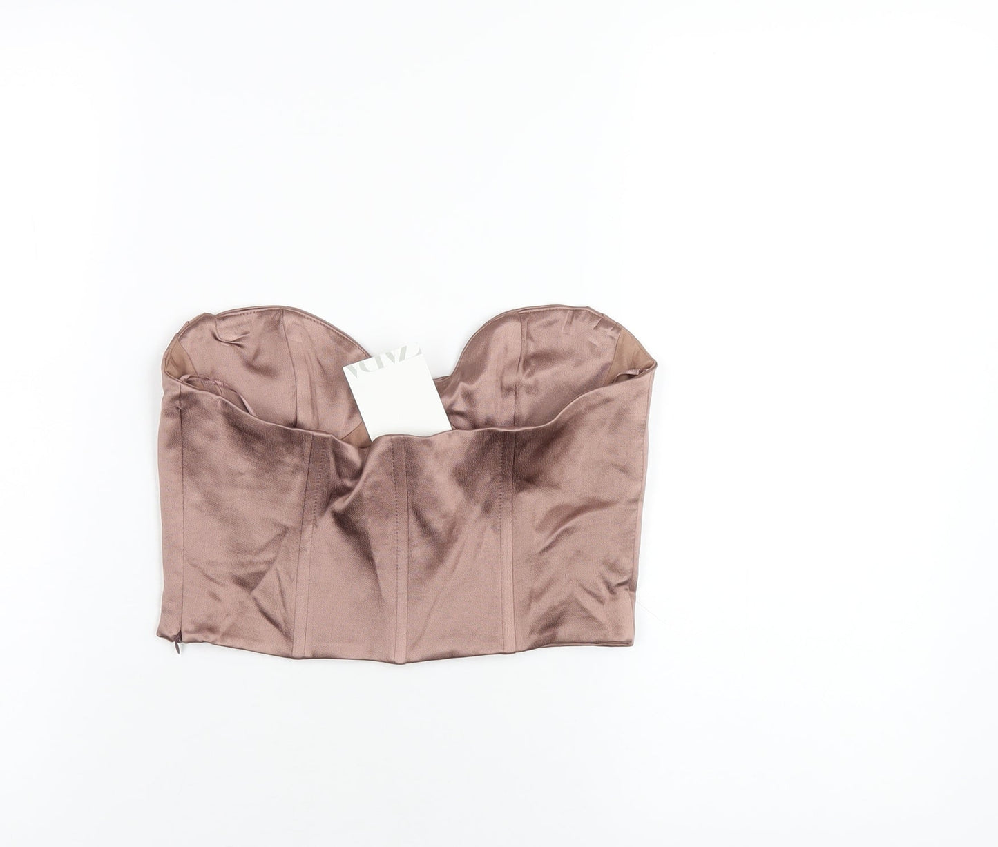 Womens UK Size M Zara Brown Cropped T-Shirt