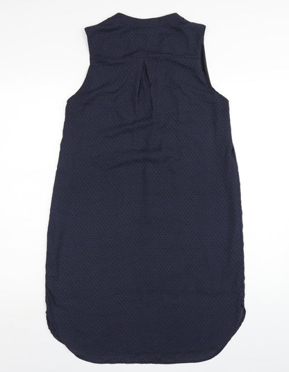 H&M Womens Blue Geometric Polyester A-Line Size 8 V-Neck Pullover