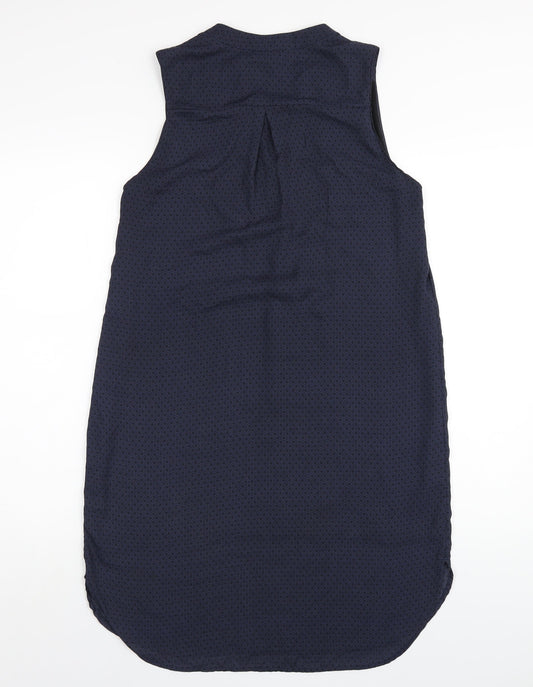 H&M Womens Blue Geometric Polyester A-Line Size 8 V-Neck Pullover