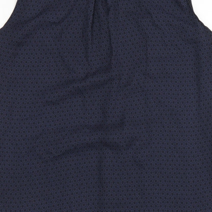 H&M Womens Blue Geometric Polyester A-Line Size 8 V-Neck Pullover