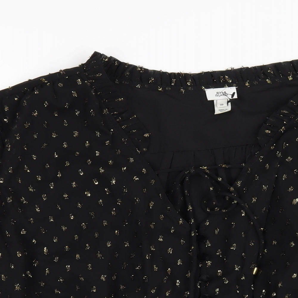 Womens UK Size 18 River Island Black Basic Blouse