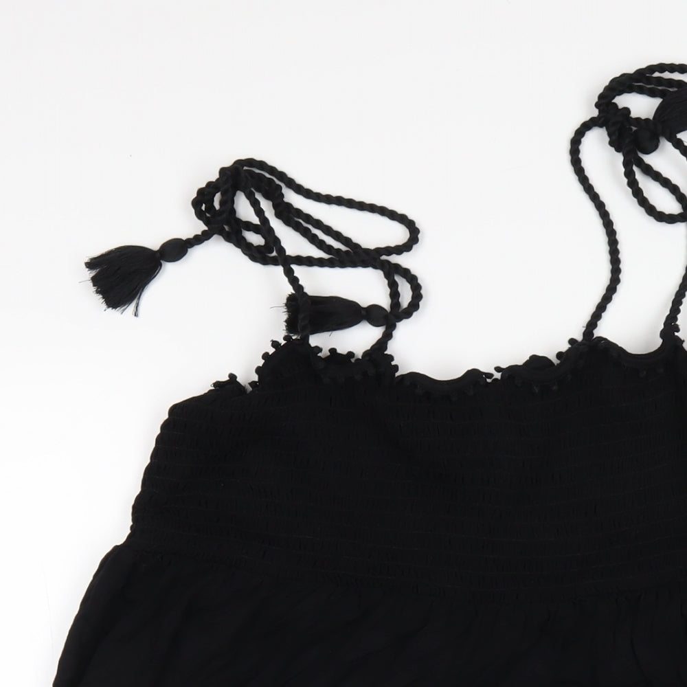 NEXT Womens Black Viscose A-Line Size 12 Square Neck Pullover