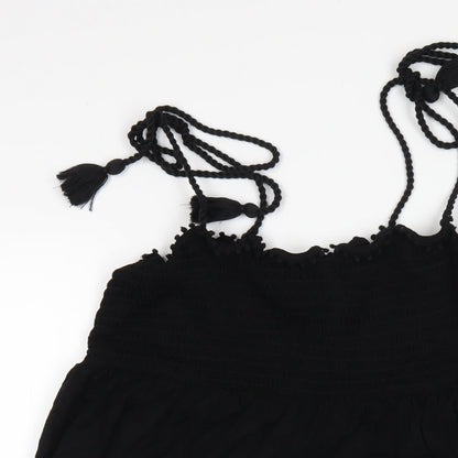 NEXT Womens Black Viscose A-Line Size 12 Square Neck Pullover