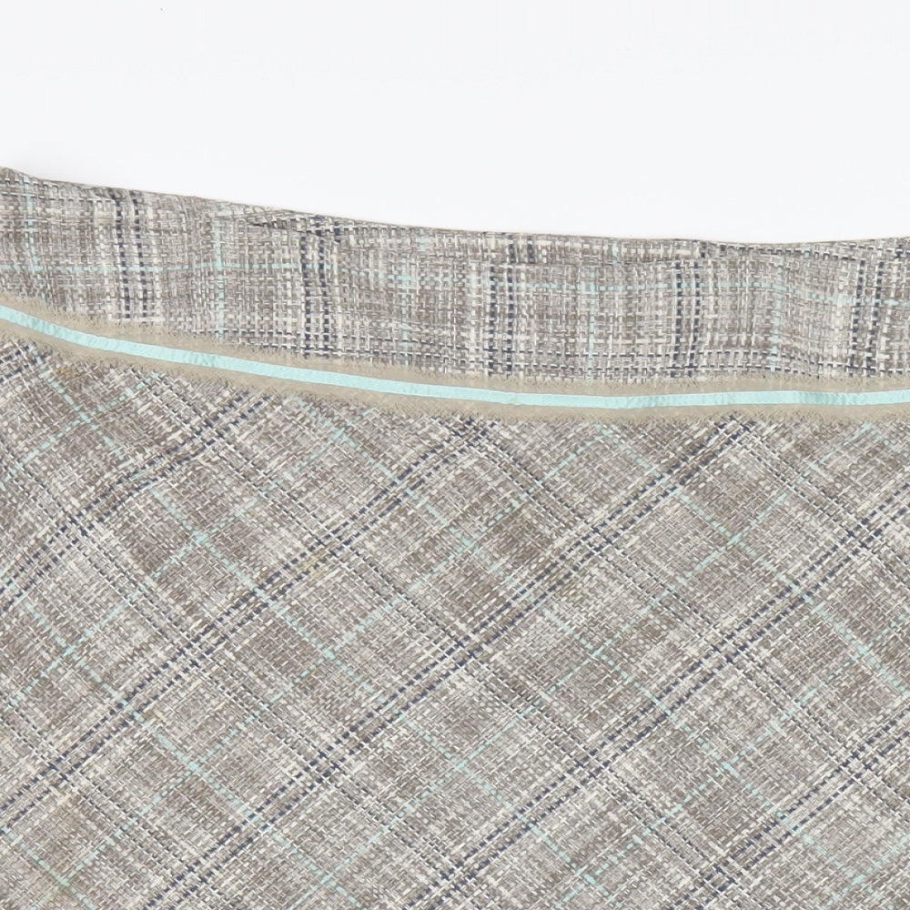 Monsoon Womens Brown Plaid Silk A-Line Skirt Size 16 Zip