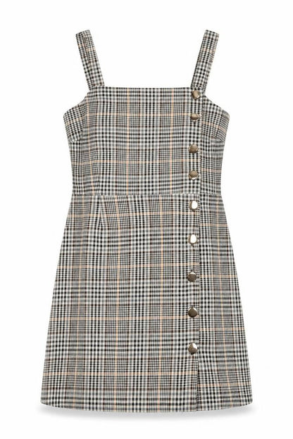 Miss Selfridge Womens Multicoloured Plaid Polyester A-Line Size 14 Square Neck Zip