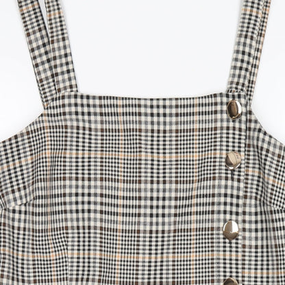 Miss Selfridge Womens Multicoloured Plaid Polyester A-Line Size 14 Square Neck Zip