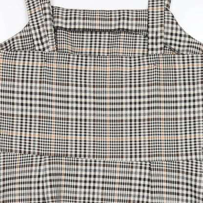 Miss Selfridge Womens Multicoloured Plaid Polyester A-Line Size 14 Square Neck Zip