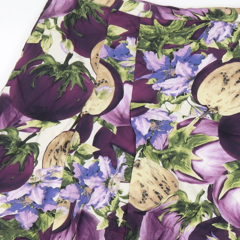 Madeline Womens Multicoloured Geometric Cotton A-Line Skirt Size 16 Zip