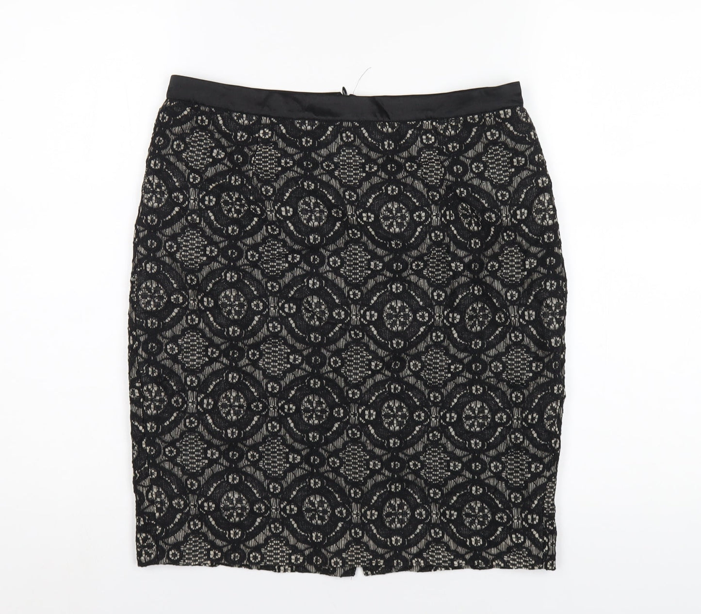 FOREVER 21 Womens Black Cotton Straight & Pencil Skirt Size M Zip