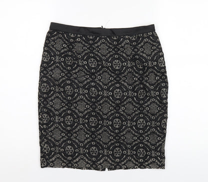 FOREVER 21 Womens Black Cotton Straight & Pencil Skirt Size M Zip