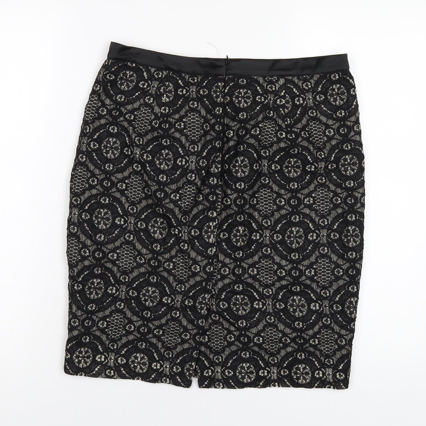 FOREVER 21 Womens Black Cotton Straight & Pencil Skirt Size M Zip