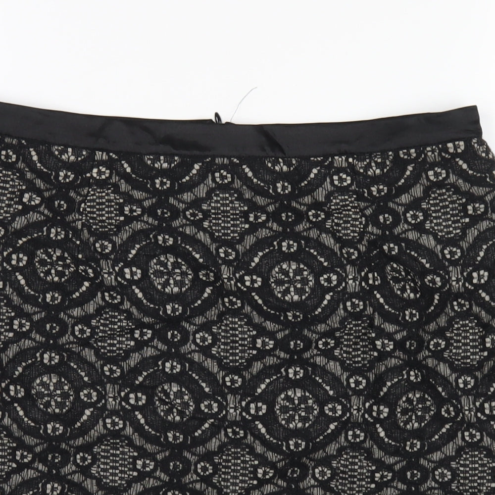 FOREVER 21 Womens Black Cotton Straight & Pencil Skirt Size M Zip