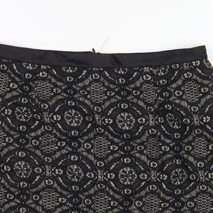 FOREVER 21 Womens Black Cotton Straight & Pencil Skirt Size M Zip