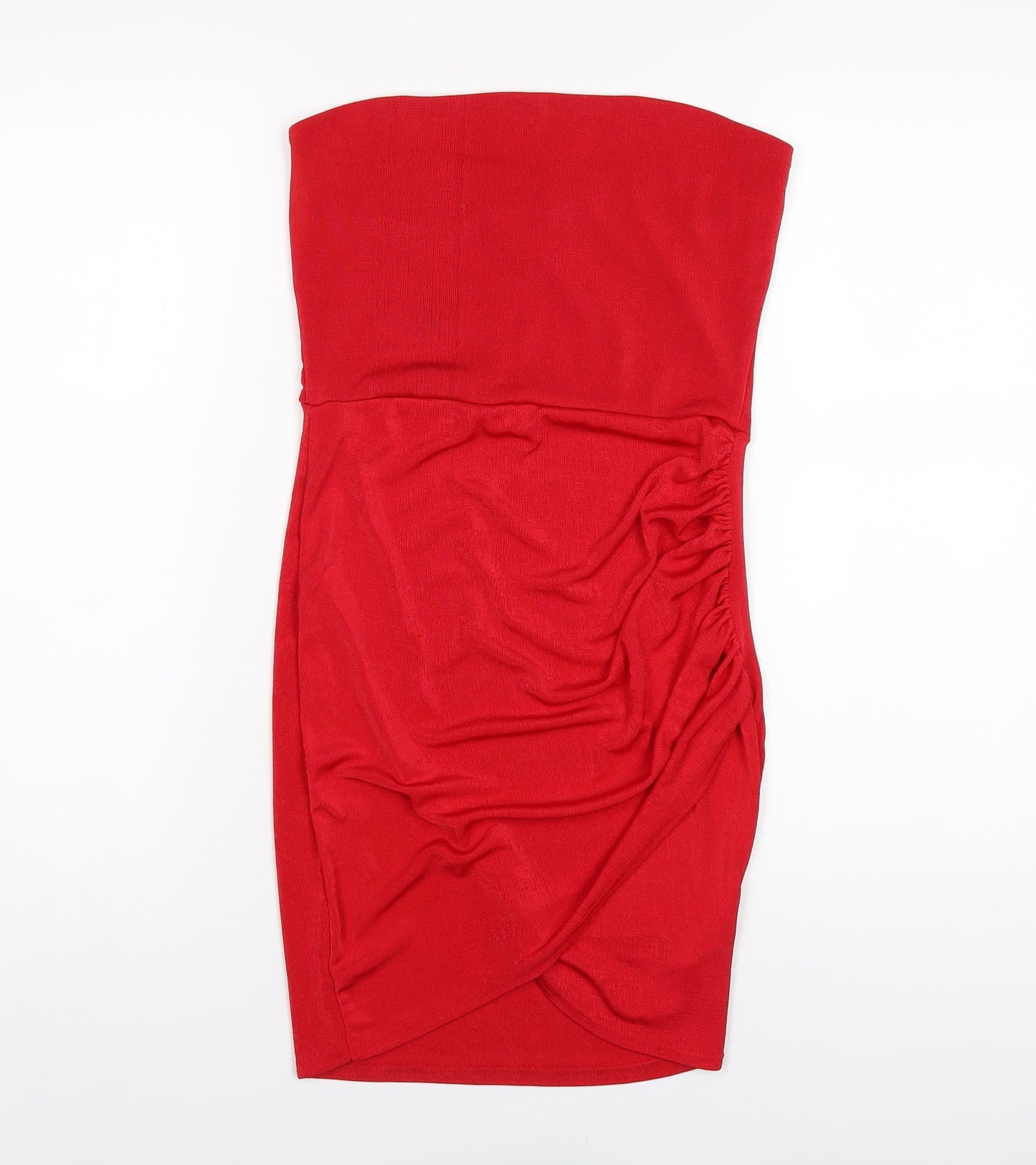 Missguided Womens Red Polyester Mini Size 10 Square Neck Pullover