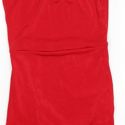 Missguided Womens Red Polyester Mini Size 10 Square Neck Pullover