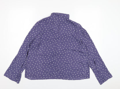 Mngo Womens Blue Polka Dot Polyester Basic Blouse Size M V-Neck