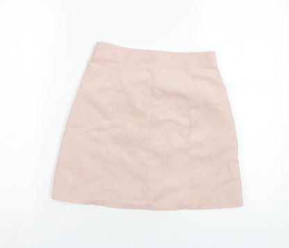 H&M Womens Pink Polyester A-Line Skirt Size 6 Snap