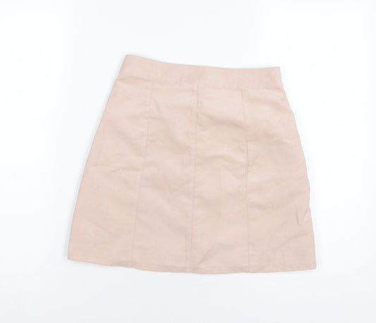 H&M Womens Pink Polyester A-Line Skirt Size 6 Snap
