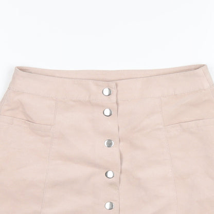 H&M Womens Pink Polyester A-Line Skirt Size 6 Snap