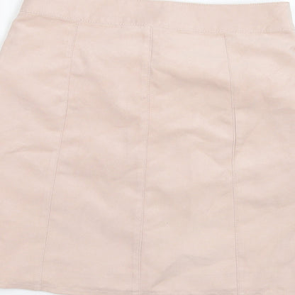 H&M Womens Pink Polyester A-Line Skirt Size 6 Snap