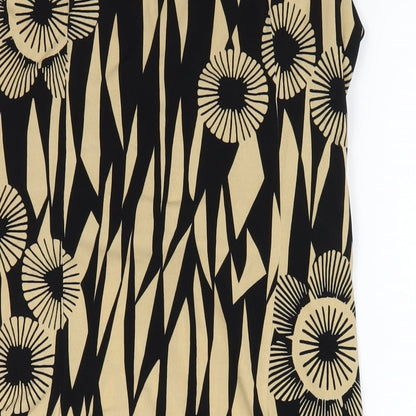 Wallis Womens Beige Geometric Polyester Bodycon Size 14 V-Neck Pullover