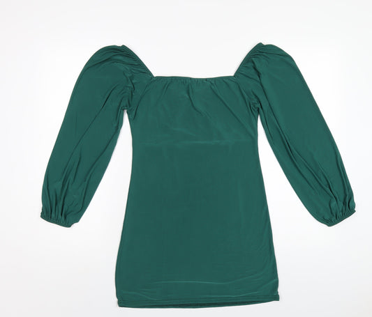 Femme Luxe Womens Green Polyester Bodycon Size 12 Off the Shoulder Pullover