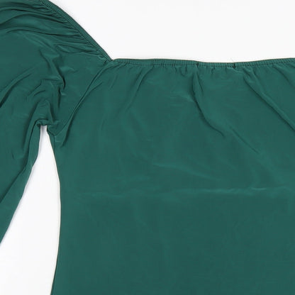 Femme Luxe Womens Green Polyester Bodycon Size 12 Off the Shoulder Pullover