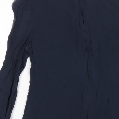 French Connection Womens Blue Silk A-Line Size S Round Neck Zip