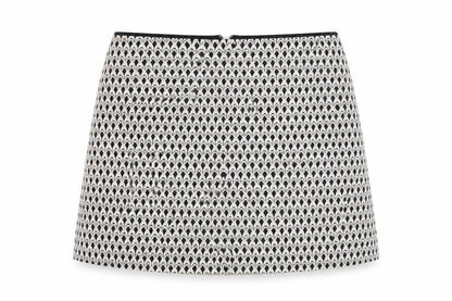 Miss Selfridge Womens White Geometric Polyester A-Line Skirt Size 12 Zip