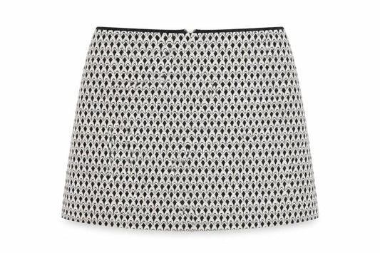 Miss Selfridge Womens White Geometric Polyester A-Line Skirt Size 12 Zip