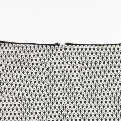 Miss Selfridge Womens White Geometric Polyester A-Line Skirt Size 12 Zip