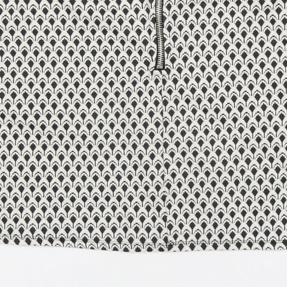 Miss Selfridge Womens White Geometric Polyester A-Line Skirt Size 12 Zip