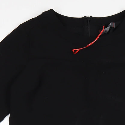 Marks and Spencer Womens Black Polyester A-Line Size 14 Round Neck Zip