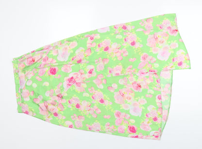 ASOS Womens Green Floral Polyester A-Line Skirt Size 8 Zip