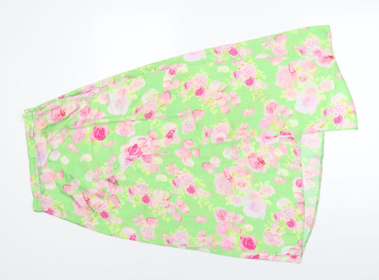 ASOS Womens Green Floral Polyester A-Line Skirt Size 8 Zip