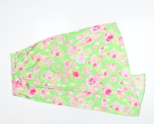 ASOS Womens Green Floral Polyester A-Line Skirt Size 8 Zip
