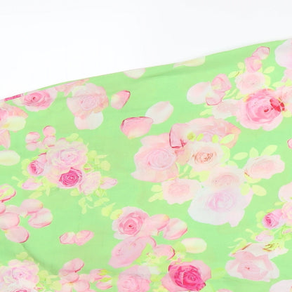 ASOS Womens Green Floral Polyester A-Line Skirt Size 8 Zip