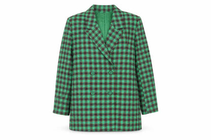 Heartbreak Womens Green Plaid Jacket Blazer Size 10 Button