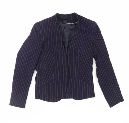 H&M Womens Blue Striped Jacket Blazer Size 8 - Open